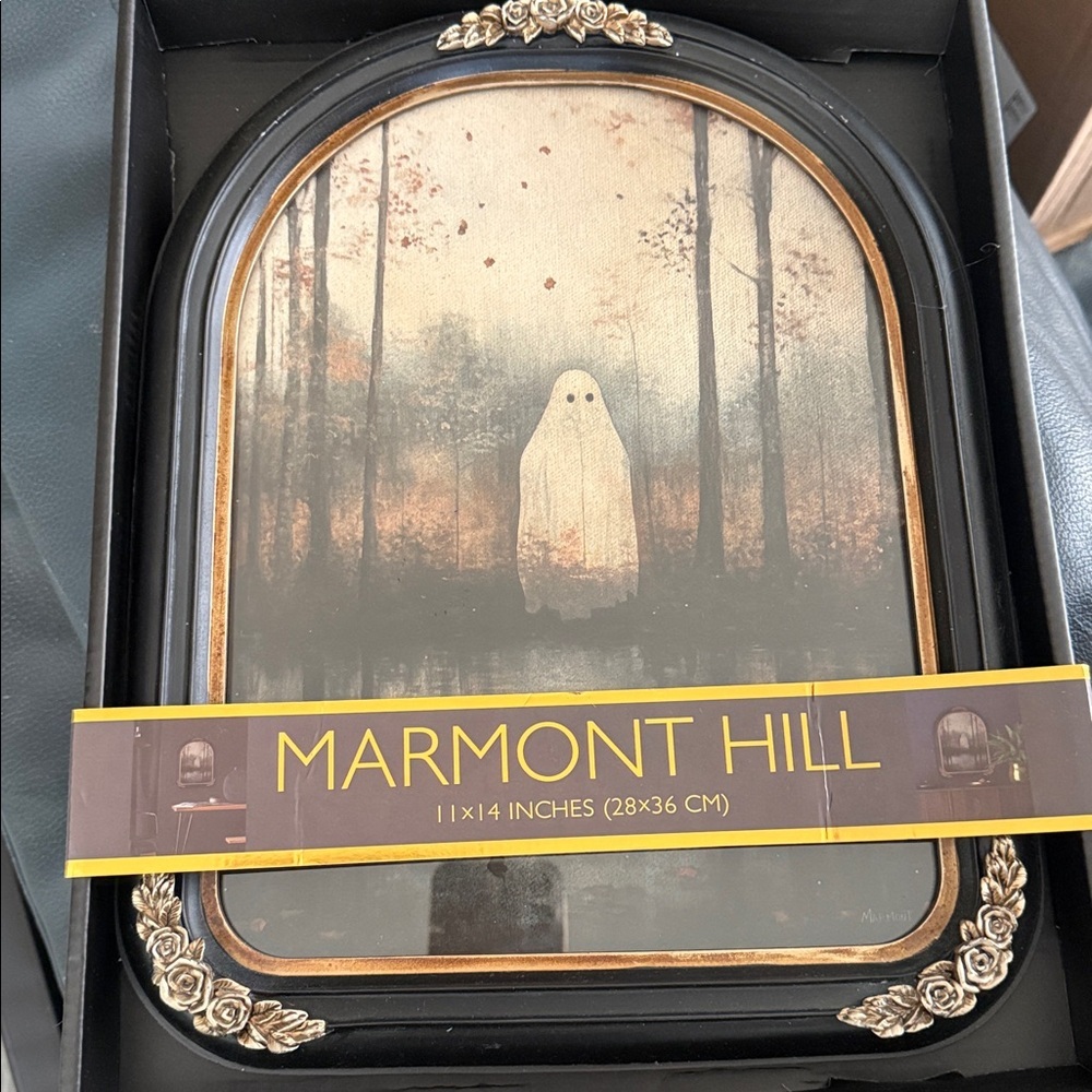 Marmont Hill Halloween Ghosts Cottage Framed Wall Art Decor 11x14 NIB *read